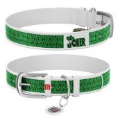 Waudog Collar QR Pasaportlu Deri Köpek Boyun Tasması, Beyaz, Joker Desenli, W 12 mm, L 18-24 cm - 1