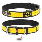 Waudog Collar QR Pasaportlu Deri Köpek Boyun Tasması, Siyah , Batman2 Desenli,  W 20 mm, L 29-38 cm - 1