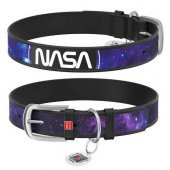 Waudog Collar QR Pasaportlu Deri Köpek Boyun Tasması, Siyah , NASA21 Desenli, L, W 35 mm, L 46-60 cm - 1