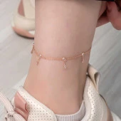 Gümüş Rose Damla Zirkon Taşlı Halhal thumbnail 1