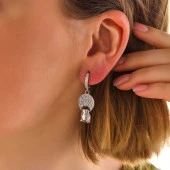 ​Gümüş Sallantılı Kaplan Figürlü Kadın Küpe thumbnail 2