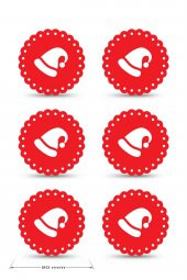 Yılbaşı Temali -4 Dantel Kenar Desenli Kırmızı Keçe Bardak Altlığı  6lı Takım - 2