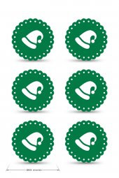 Yılbaşı Temali -4 Dantel Kenar Desenli Yeşil Keçe Bardak Altlığı  6lı Takım - 2