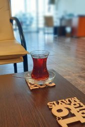 Desen Kesimli Ahşap Bardak Altlığı, Kahve Bardak Altlığı 6lı Takım , Coffe Time -0123 - 1
