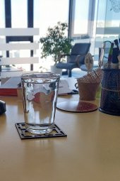 Desen Kesimli Ahşap Bardak Altlığı 6lı Takım , Kahve Bardak Altlığı, Coffe Time -0127 - 1