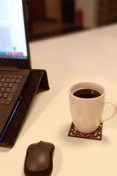 Desen Kesimli Ahşap Bardak Altlığı 6lı Takım , Kahve Bardak Altlığı, Coffe Time -0128 - 1