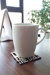 Desen Kesimli Ahşap Bardak Altlığı, Kahve Bardak Altlığı, Coffe Time -0140 - 1