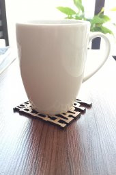Desen Kesimli Ahşap Bardak Altlığı, Kahve Bardak Altlığı, Coffe Time -0137 - 1