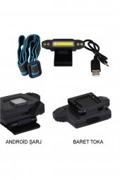 Şarjlı Kafa Feneri Avcı , Balıkçı , Kamp Tipi Cob+ 4 Led Kafa Lambası - 3