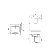 Turavit Plaza 60x50 cm Lavabo ve Yarım Ayak - 3