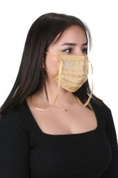 Gümüş İyonlu Boyundan Askılı Yıkanabilir Taşlı Maske K-5 - 2