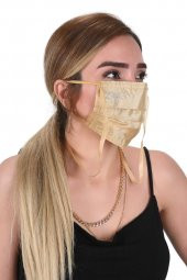 Gümüş İyonlu Boyundan Askılı Yıkanabilir Taşlı Maske K-3 - 1