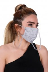 Gümüş İyonlu Boyundan Askılı Yıkanabilir Taşlı Maske K-3 - 4