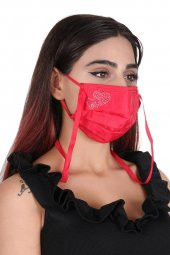 Gümüş İyonlu Boyundan Askılı Yıkanabilir Taşlı Maske K-2 - 6