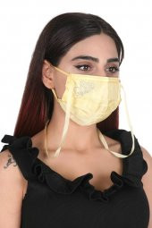 Gümüş İyonlu Boyundan Askılı Yıkanabilir Taşlı Maske K-2 - 9