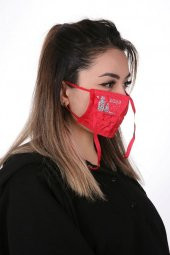 Gümüş İyonlu Boyundan Askılı Yıkanabilir Baskılı Maske A-3B - 1