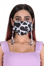 Gümüş İyonlu Boyundan Askılı Yıkanabilir Taş Desenli Maske - 3