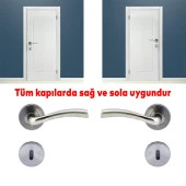 Dolunay Daire Rozetli Oda Kapı Kolu Nikel İnox Paslanmaz Sağa ve Sola Uygun (1 TAKIM) - 3