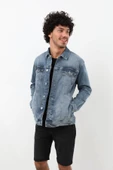 Erkek Likralı Jean Ceket Mavi - 2
