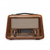 Nostaljik Radyo Gerçek Ahşap Eskitme Bluetooth Hoparlör MP3 Çalar Müzik Kutusu - 2