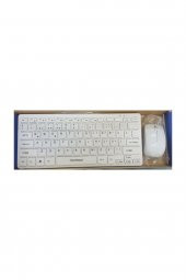 Kablosuz Mini Klavye Mouse Seti Tv/pc Uyumlu Wirelles Set Pg8030  Beyaz - 1