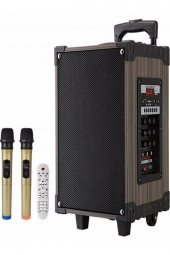 Şarjlı Kumandalı Çift Mikrofonlu Hoparlör Karaoke Sistemi 80 Watt Taşınabilir Amfi Hoparlör - 2