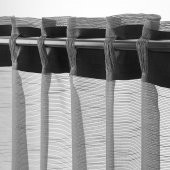 Tül Perde-2 Kanat, MeridyenDukkan Koyu Gri Renk 145x300 cm Çizgili Model - 4