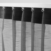 Tül Perde-2 Kanat, MeridyenDukkan Koyu Gri Renk 145x300 cm Çizgili Model - 5