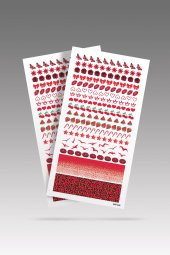 2 Li Kırmızı Desenler Tırnak Dövmesi, Tırnak Sticker, Nail Tattoo, Nail Art - 2