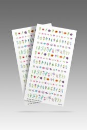 2 Li Çiçekler Tırnak Dövmesi, Tırnak Sticker, Nail Tattoo, Nail Art - 2