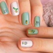 2 Li Kaktüs Tırnak Dövmesi, Tırnak Sticker, Nail Tattoo, Nail Art thumbnail 1