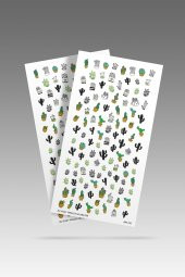 2 Li Kaktüs Tırnak Dövmesi, Tırnak Sticker, Nail Tattoo, Nail Art thumbnail 2