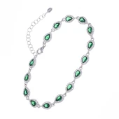 Yeşil Zirkon Taşlı Damla Model-2 925 Ayar Gümüş Kadın Bileklik thumbnail 1