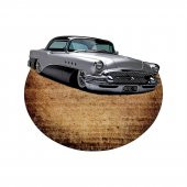 Gri 56 Buick Amerikan Araba Tasarım Baskılı Dekoratif Modern Ahşap Yan Sehpa 45x55 cm - 2