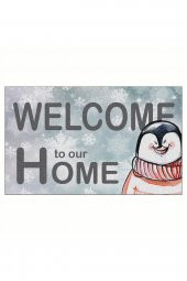 Yılbaşı Welcome Penguen Tasarım Kapı Önü ve Ev İçi Paspas 45x75 cm - 1