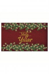 Yılbaşı Merry Christmas Sarmaşık Tasarım Kapı Önü ve Ev İçi Paspas 45x75 cm - 1
