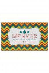 Yılbaşı Happy New Year Zigzag Tasarım Kapı Önü ve Ev İçi Paspas 45x75 cm - 1