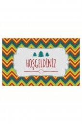 Yılbaşı Happy New Year  Zigzag Tasarım Kapı Önü ve Ev İçi Paspas 45x75 cm - 1