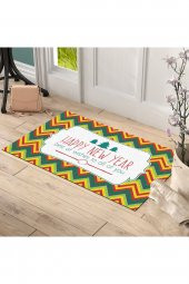 Yılbaşı Happy New Year Zigzag Tasarım Kapı Önü ve Ev İçi Paspas 45x75 cm - 2