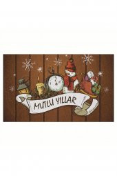 Yılbaşı Mutlu Yıllar Tasarım Kapı Önü ve Ev İçi Paspas 45x75 cm - 1