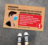 Maskeni Tak Uyarı Kapı Önü ve Ev İçi Paspas 45x75 cm - 1