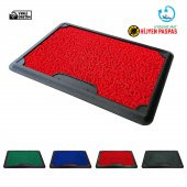 Dezenfektan Havuzlu Kıvırcık Kapı Önü Hijyen Paspas - 45x70 cm - Kırmızı - Red - 1