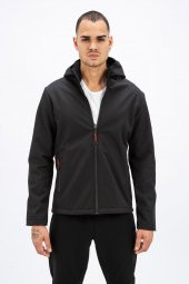 Erkek Siyah Bavyera Outdoor Softshell Kapüşonlu Mont-kumaş Su Ve Rüzgar Geçirmez - 1