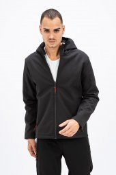 Erkek Siyah Bavyera Outdoor Softshell Kapüşonlu Mont-kumaş Su Ve Rüzgar Geçirmez - 3