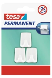 Tesa Permanent Askı Plastik Küçük Kendinden Yapışkanlı Dikdörtgen Beyaz Askı 3 Lü Paket - 1