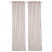 Fon Perde/2 Kanat, MeridyenDukkan Beyaz-Bej Renk-Çizgili Model 120x300 cm - 1