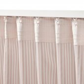 Fon Perde/2 Kanat, MeridyenDukkan Beyaz-Bej Renk-Çizgili Model 120x300 cm - 2