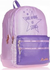 Kaukko Sparkle Duble Lila Okul Sırt Çantası - Simli Kumaş - Ortaokul Lise Günlük - 1