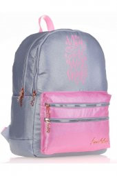 Kaukko Sparkle Duble Gri Okul Sırt Çantası - Simli Kumaş thumbnail 1