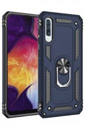 NewFace Samsung Galaxy A30s Kılıf Vega Tank Zırh Yüzüklü Mıknatıslı Standlı Kapak Lacivert - 1